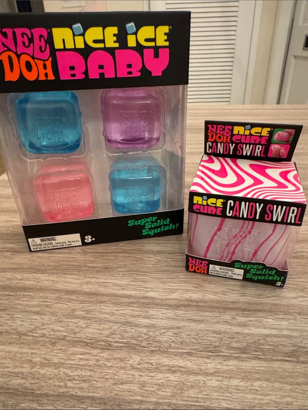 Nee Doh Nice Ice Baby & Nice Cube Candy Swirl. Set of 2 NEW